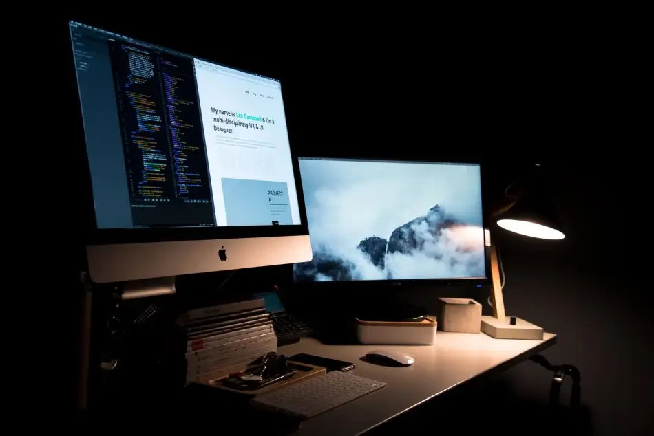 Website homepage viewed on a desktop monitor